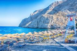 Fun on Kamari Beach, Santorini Greece Color Photos, Greece Fine Art Prints