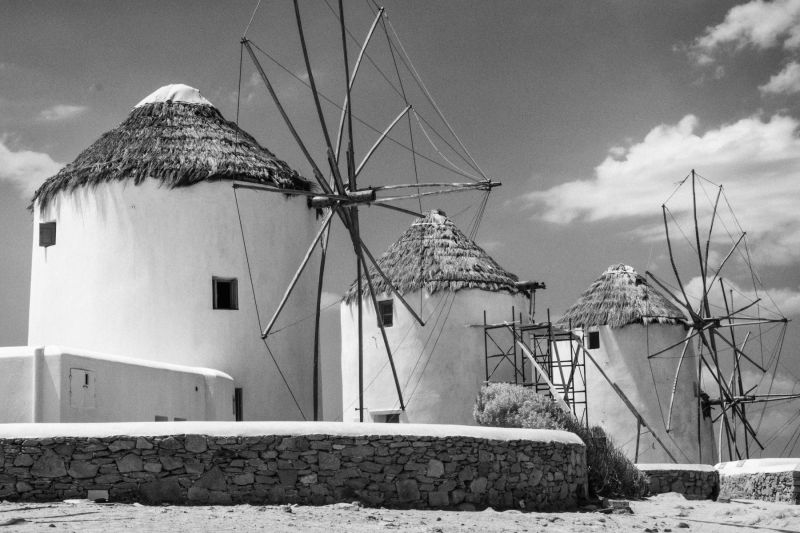 Trio of Windmills, Greece Fine Art Prints