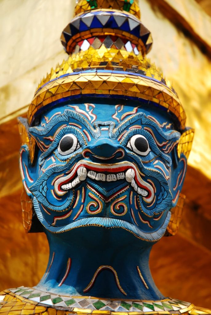 Blue Yaksha Guardian, Thailand Color Framed Prints