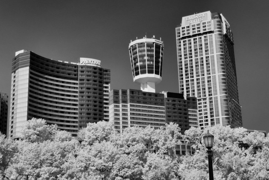Niagara Skyline in Infrared, Canada Framed Art Prints