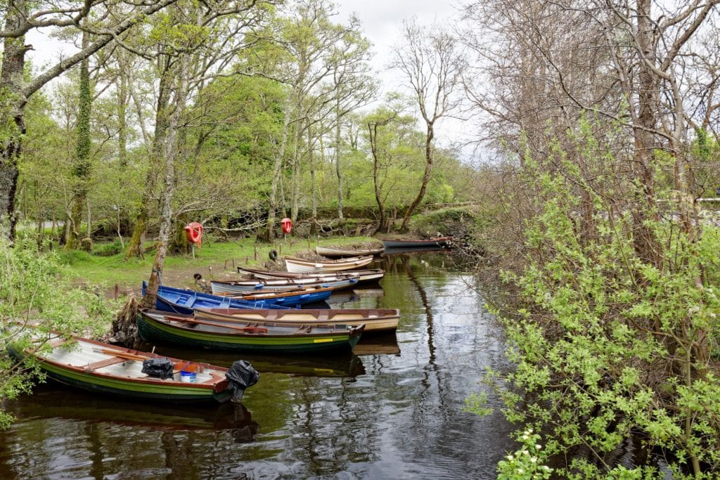 Rowing Boats moored at Ross Castle, Ireland SW Canvas Photography