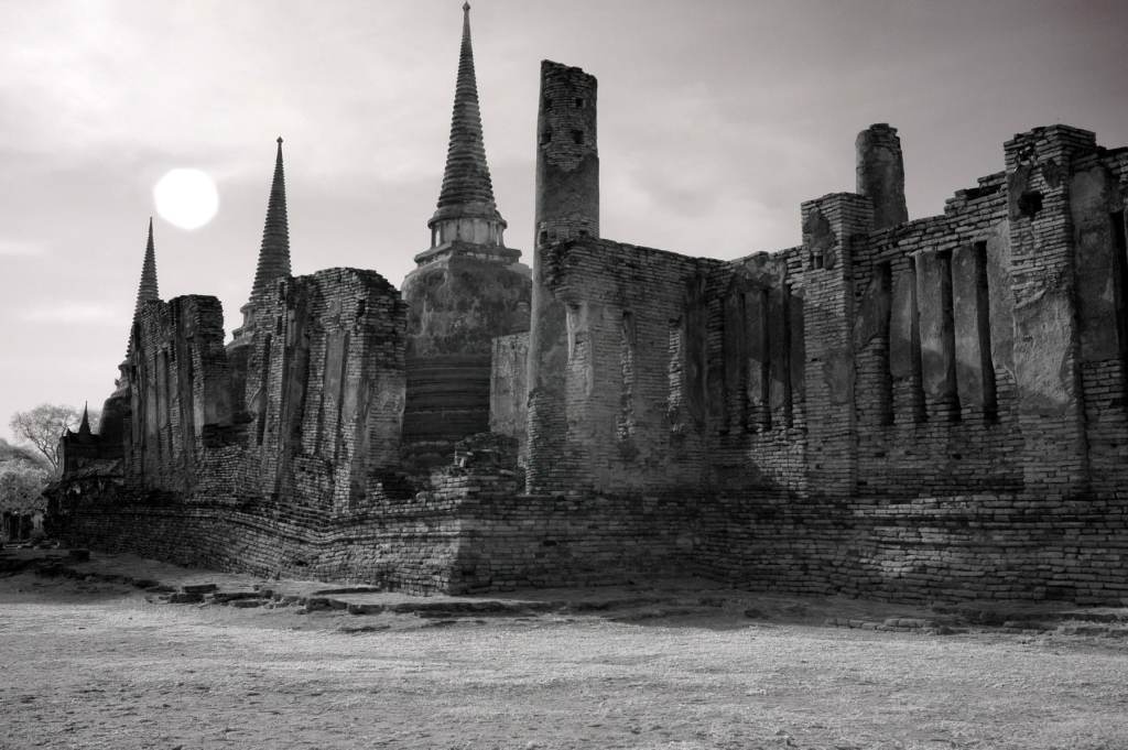Sun over Wat Phra Si Sanphet, Thailand Canvas Art Prints