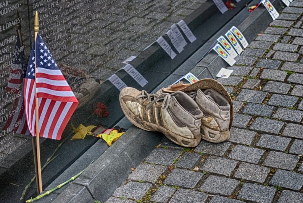 Tributes at the Vietnam Veterans Memorial, Washington DC