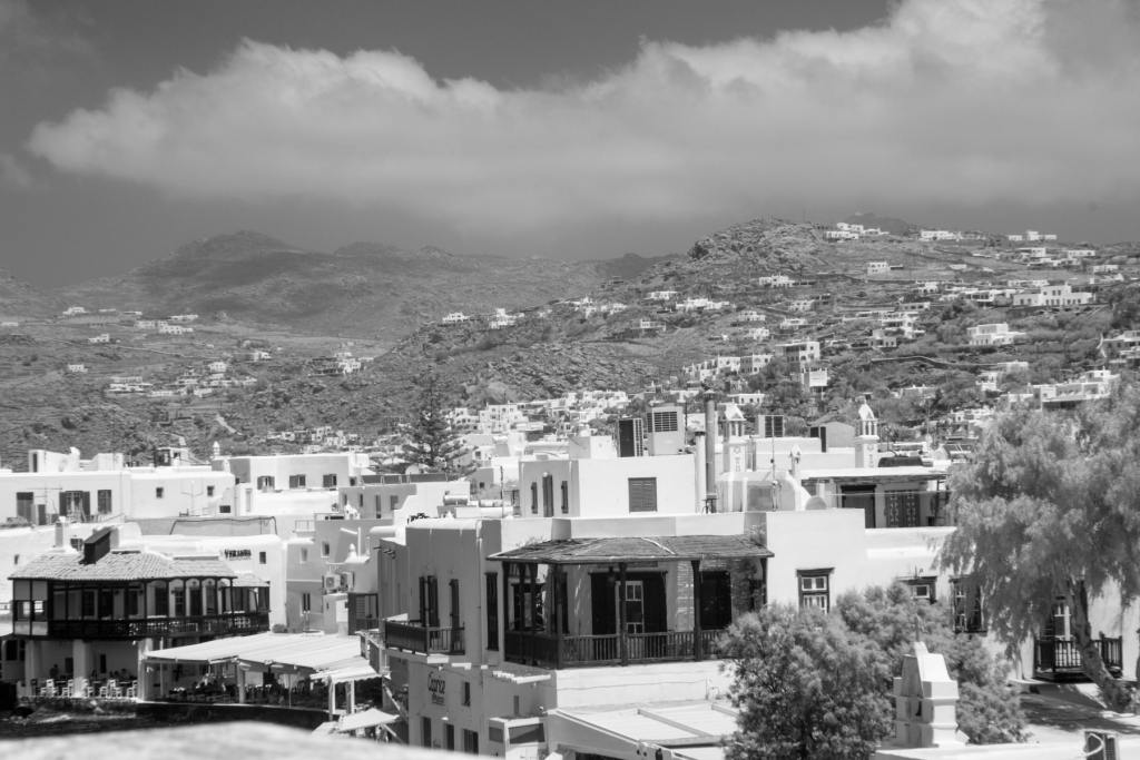 Whitewashed Mykonos Town Spreading Across the Hills
