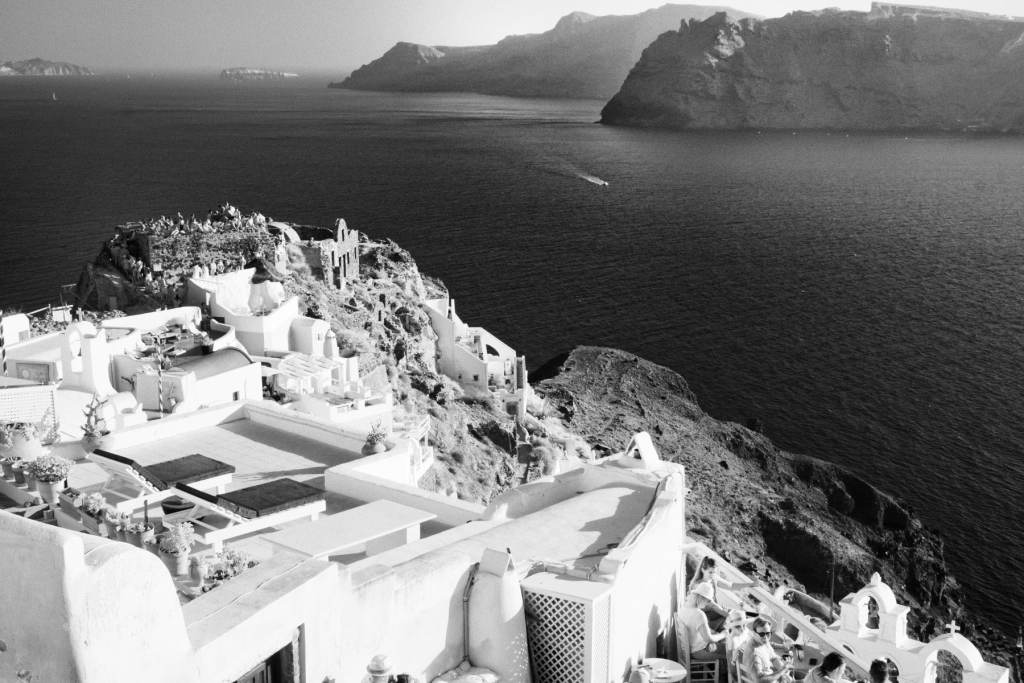 Whitewashed Santorini Architecture on Dramatic Cliffs